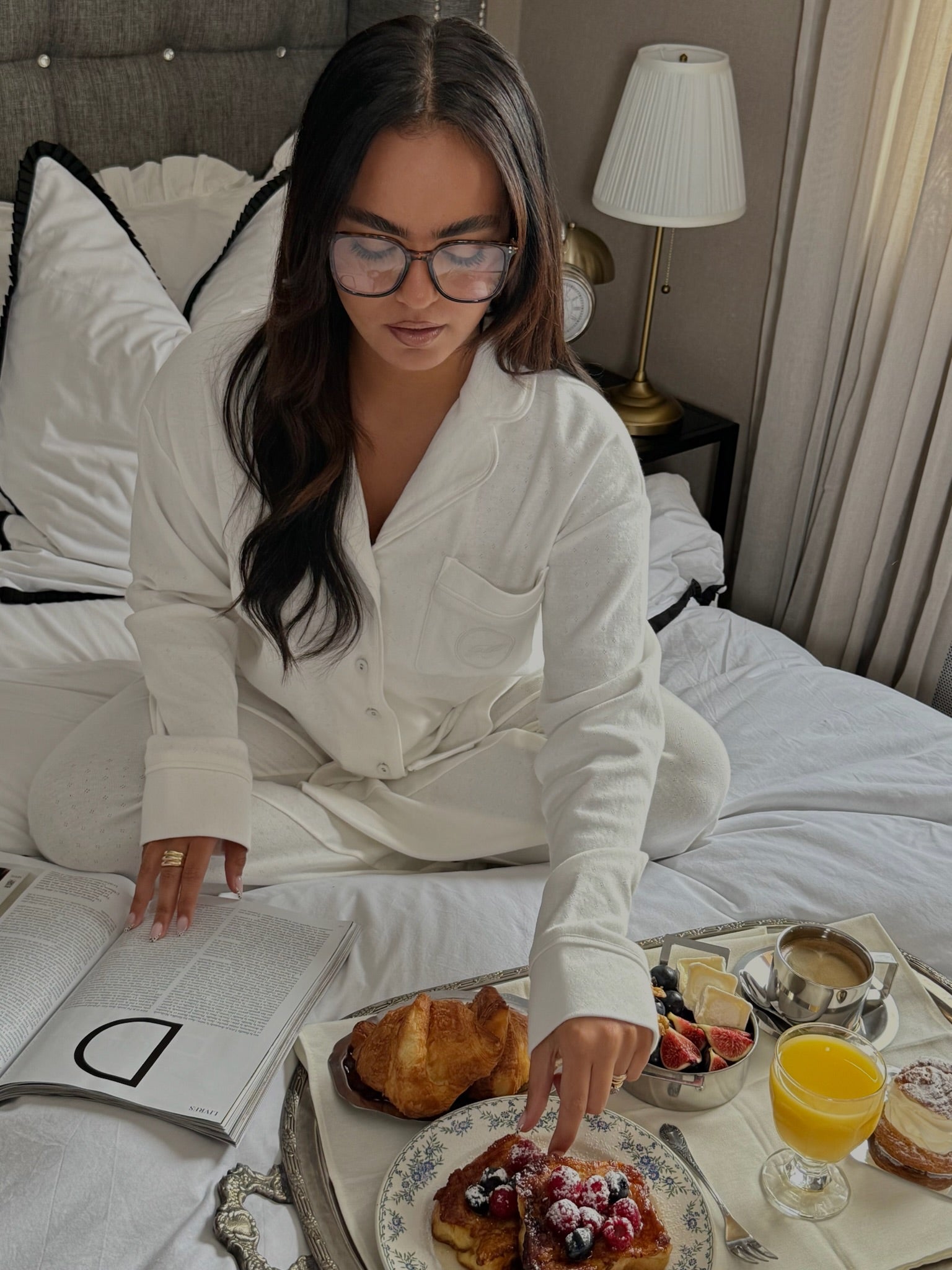 Ambiance douce Honoré’s Sisters, pyjama coton pointelle blanc